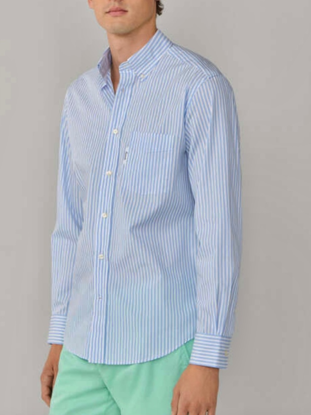 Faconnable Button Down Long Sleeve Striped Shirt Size 39/15.5